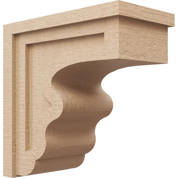 Ekena Millwork 8-in. x 16-in. x 16-in. Series 1 Classic Highland Rough Cedar Woodgrain Timberthane Polyurethane Corbel, Primed Tan