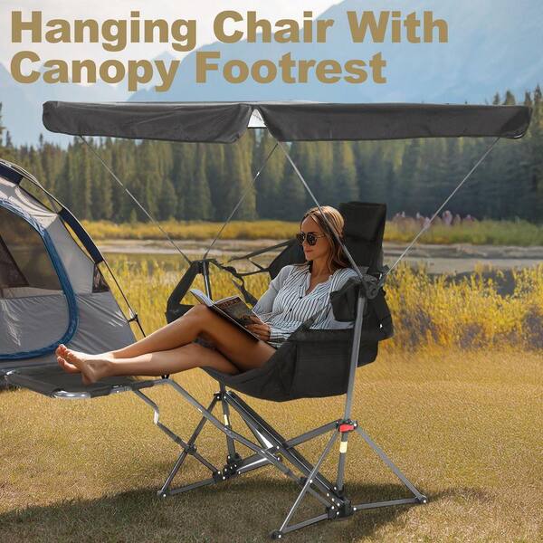 MUKE Portable Hammock Chair with Adjustable Canopy & Footrest