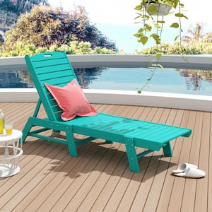 Laguna Turquoise Fade Resistant HDPE All Weather Plastic Outdoor Patio Reclining Chaise Lounge Chair, Adjustable Back