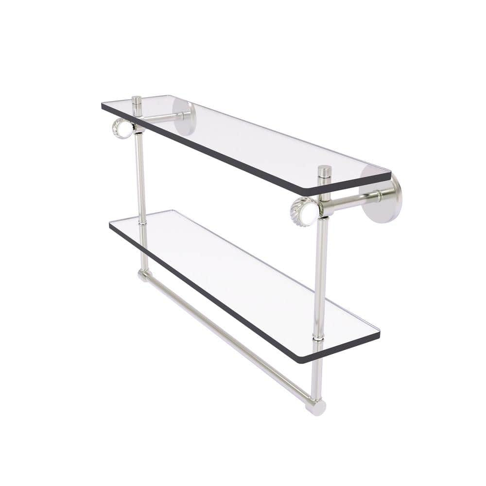 Clearview Collection 22 in. Double Glass Shelf with Towel Bar and Twisted Accents in Satin Nickel price history on PriceWatchPro