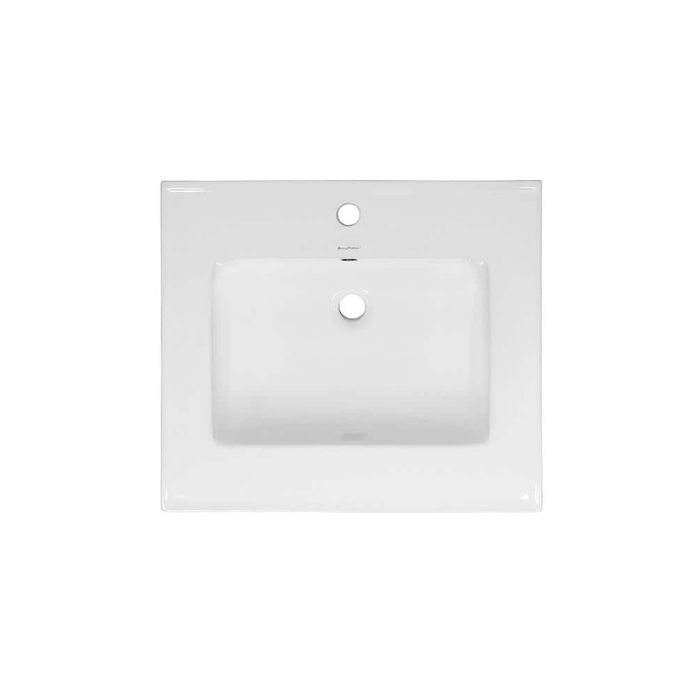 Glossy White Ceramic 24" Single Bathroom Vanity Top