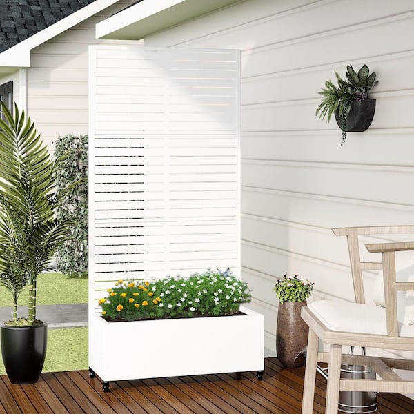 Lirago 72 in. H x 35 in. W Rectanglar White Outdoor Metal Privacy