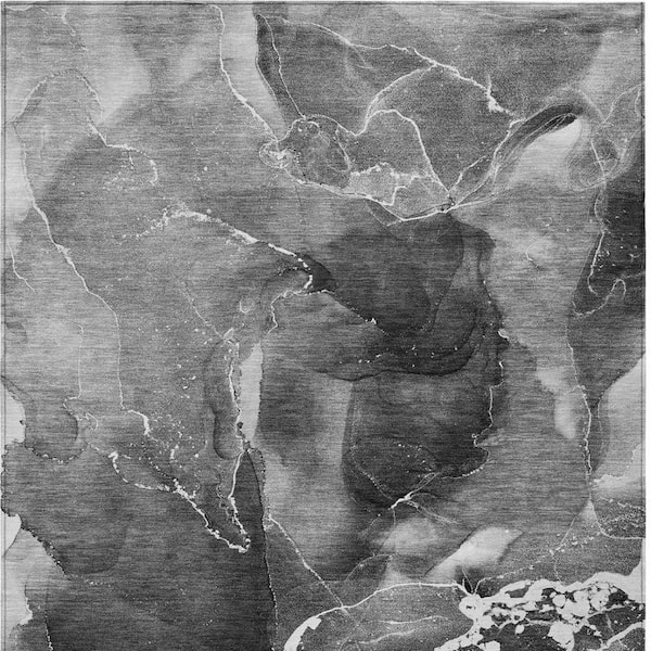 Black Gray and White 3 ft. x 5 ft. Abstract Indoor / Outdoor Area Rug