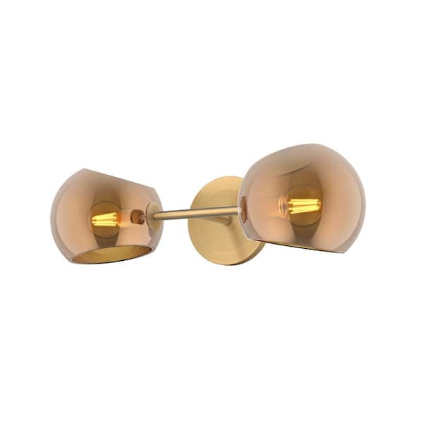 ALORA MOOD Willow 17-in 2 Light 60-Watt Brushed Gold/Copper Glass Vanity Light
