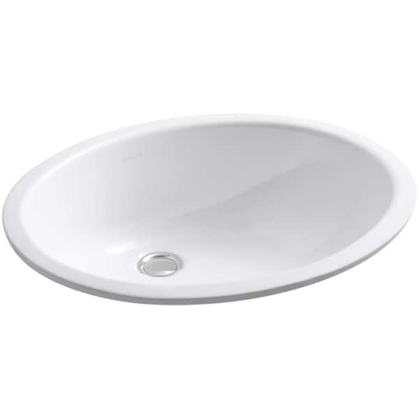 KOHLER Caxton Vitreous China Undermount Bathroom Sink in White with Overflow Drain