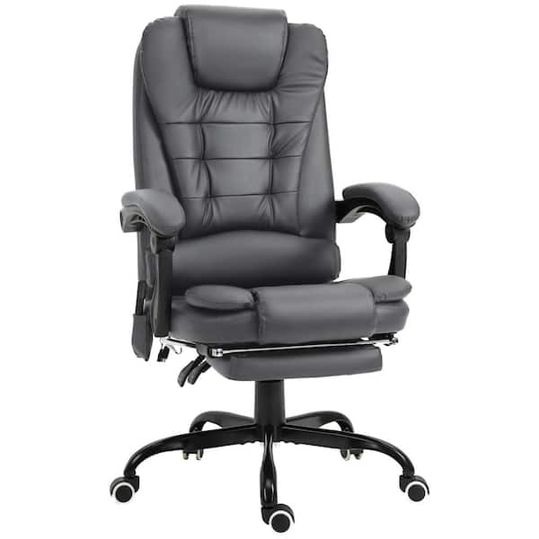 Vinsetto Gray 7-Point Fuax Leather Vibrating Massage Office Chair, High Back Executive with Lumbar Support