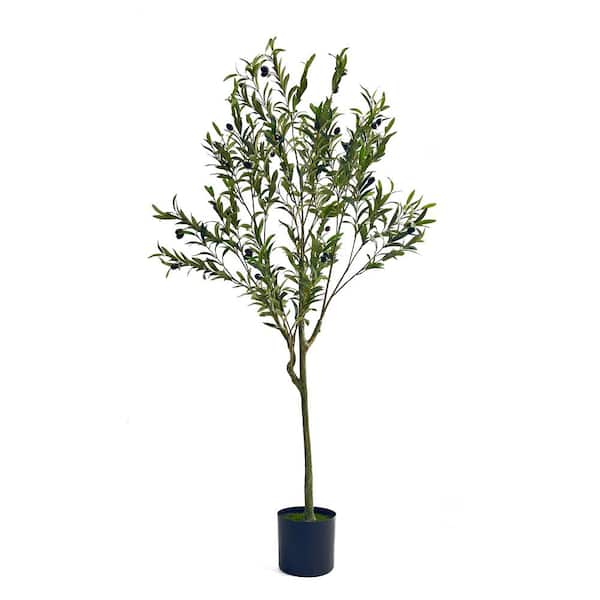 INNOBULE 59 in. Green Artificial Olive Tree, Faux Decorative Plant in Pot