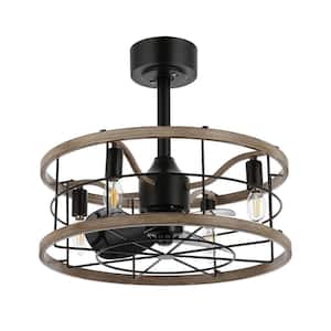 18 in. Indoor Black Farmhouse Metal Caged Indoor Ceiling Fan with Light Kit and Remote Control