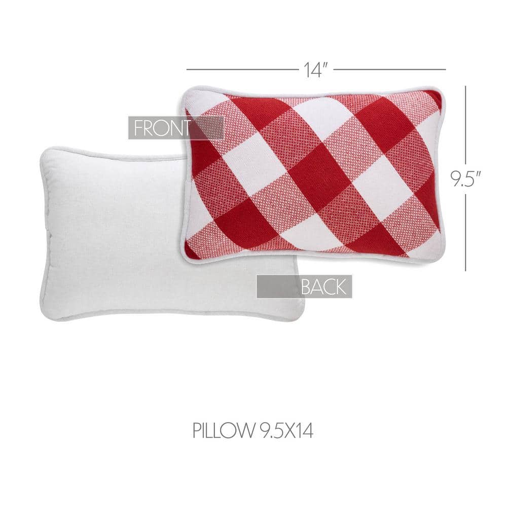 Annie Red and White Check Cabin Accent Pillow 14"x9.5"