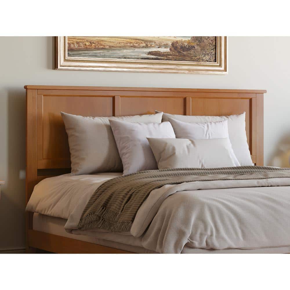 Madison King Light Toffee Wood Upholstered Bed with Headboard