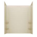 Rampart 60 in. x 60 in. 4-Piece Easy Up Adhesive Alcove Tub Surround with 4 in. Square Tiling in Biscuit