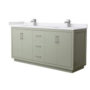 Icon 72 in. W x 22 in. D x 35 in. H Double Bath Vanity in Light Green with White Cultured Marble Top