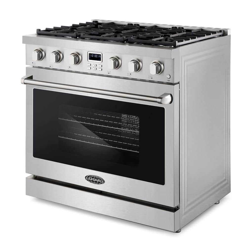 36" Stainless Steel Freestanding Gas Range with Convection Oven