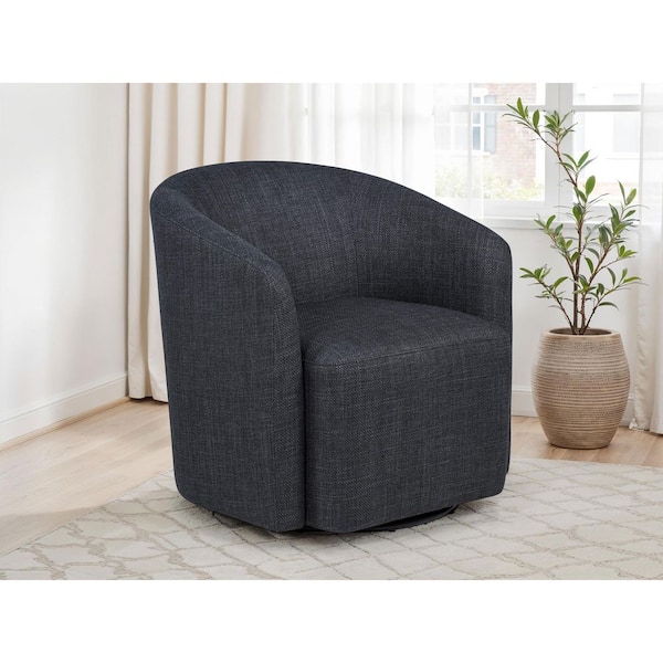 Mossbrook Anthracite Fabric Upholstered Swivel Accent Chair