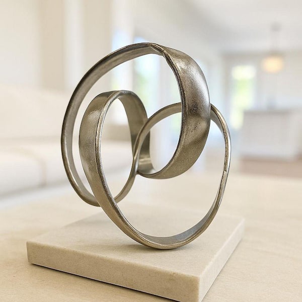 Knot Silver Gold 7 in. x 8 in. x 8 in. Sphere Aluminum / Metal Knot Sculpture