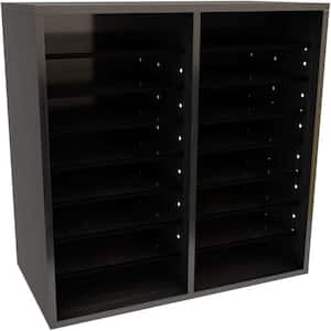16 Compartment Wood Adjustable Literature Organizer, Black (2-Pack)