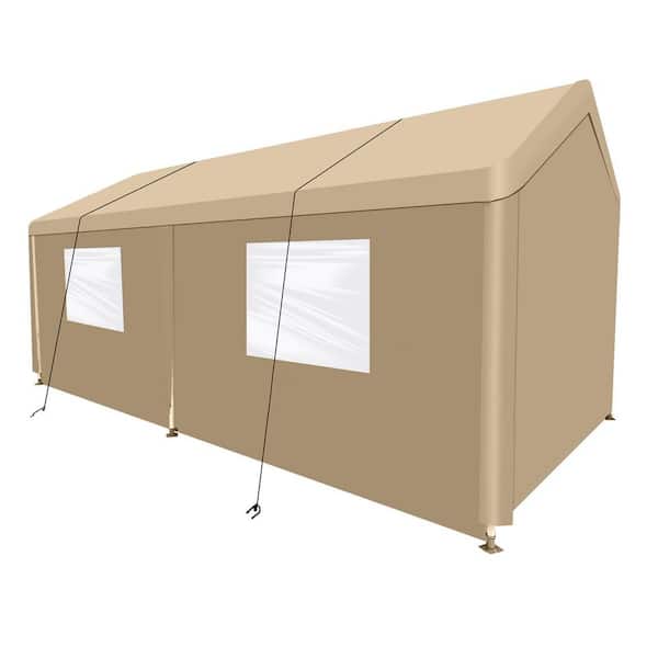20 ft. W x 10 ft. D khaki Heavy Duty Portable Carport Garage Tent for Outdoor Storage Shelter