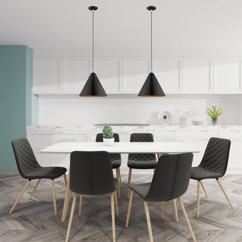 Contemporary Mini Pendant Light with Gold Interior & Shiny Black Exterior