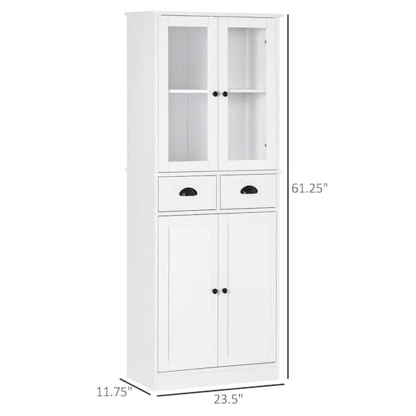 HOMCOM White Wood 23.5 in. Pantry Cabinet with Drawer and Adjustable  Shelves 835-946V80WT - The Home Depot