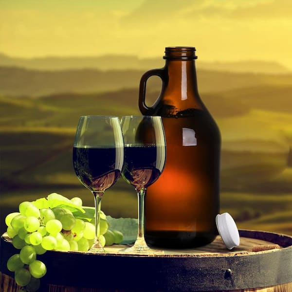 Wudkey 3 Pack 32 oz. Glass Growler, Amber Glass Jug with Lids and Handle,  Great for Beer, Home Brewing, Kombucha, Brown GX3D86_1 - The Home Depot