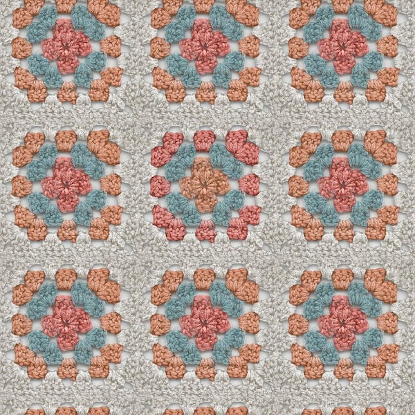 Granny Square Cream and Pink Peel and Stick Wallpaper