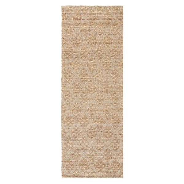 Sol Diamond Ivory 2.5 ft. x 7 ft. Hand Knotted 100% Jute Beige Runner Rug