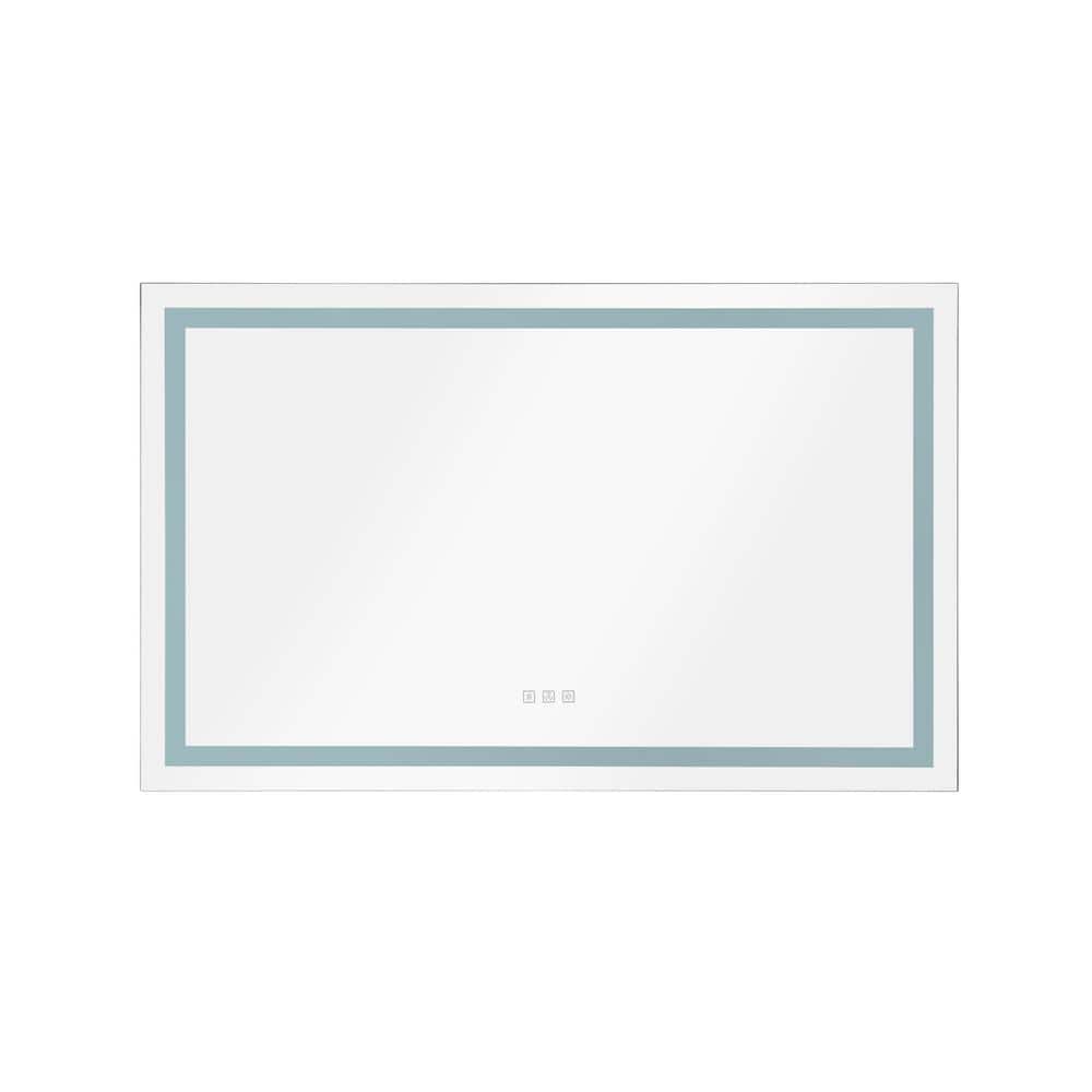 48 in. W x 36 in. H LED Large Rectangular Steel Framed Dimmable Wall Bathroom Vanity Mirror in White