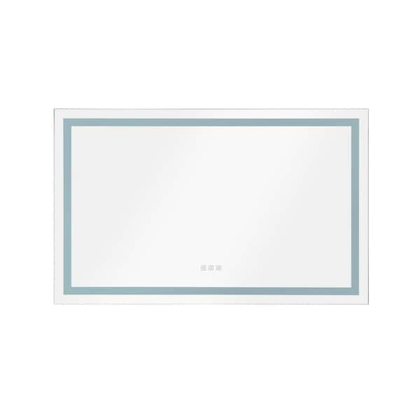 Unbranded 48 in. W x 36 in. H LED Large Rectangular Steel Framed Dimmable Wall Bathroom Vanity Mirror in White