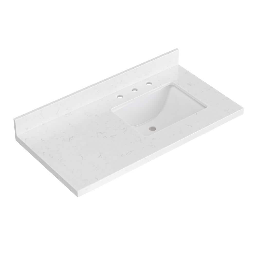 Reviews for ARIEL 42 in. W x 22 in. D in Carrara White Quartz with 1.5