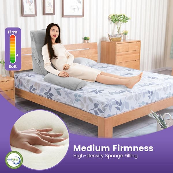 3 Pieces Orthopedic Body Bed Wedge Pillow Set Adjustable Support for Back Neck Grey