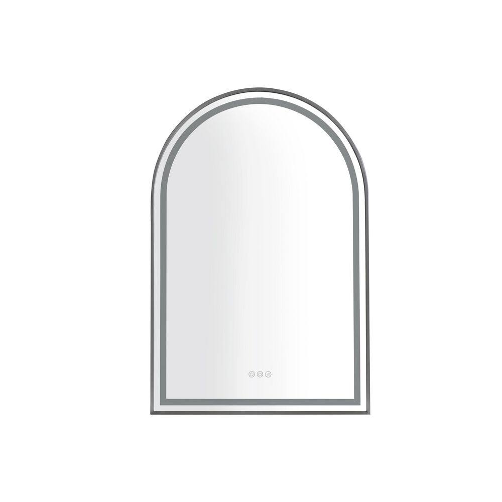 26 in. W x 39 in. H Arched Black Framed Wall Mount Bathroom Vanity Mirror, 