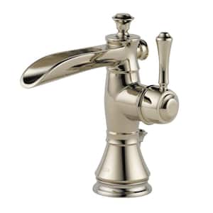 Cassidy Single Hole Single-Handle Open Channel Spout Bathroom Faucet with Metal Drain Assembly in Polished Nickel