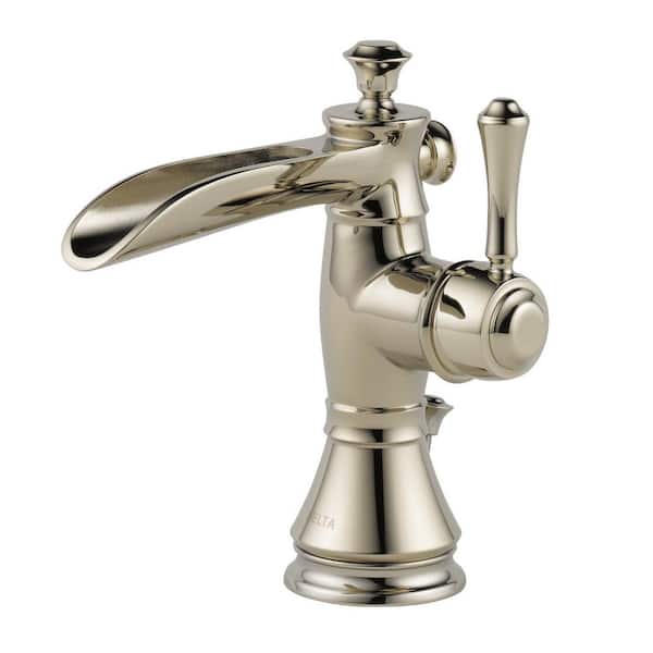 Delta Cassidy Single Hole Single-Handle Open Channel Spout Bathroom Faucet with Metal Drain Assembly in Polished Nickel