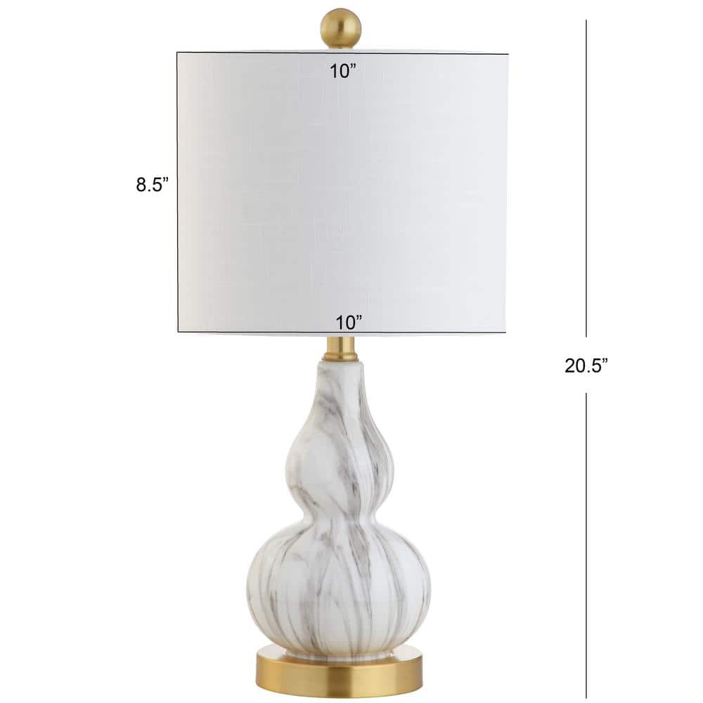 20.5" Mini Glass LED Table Lamp with White Linen Shade