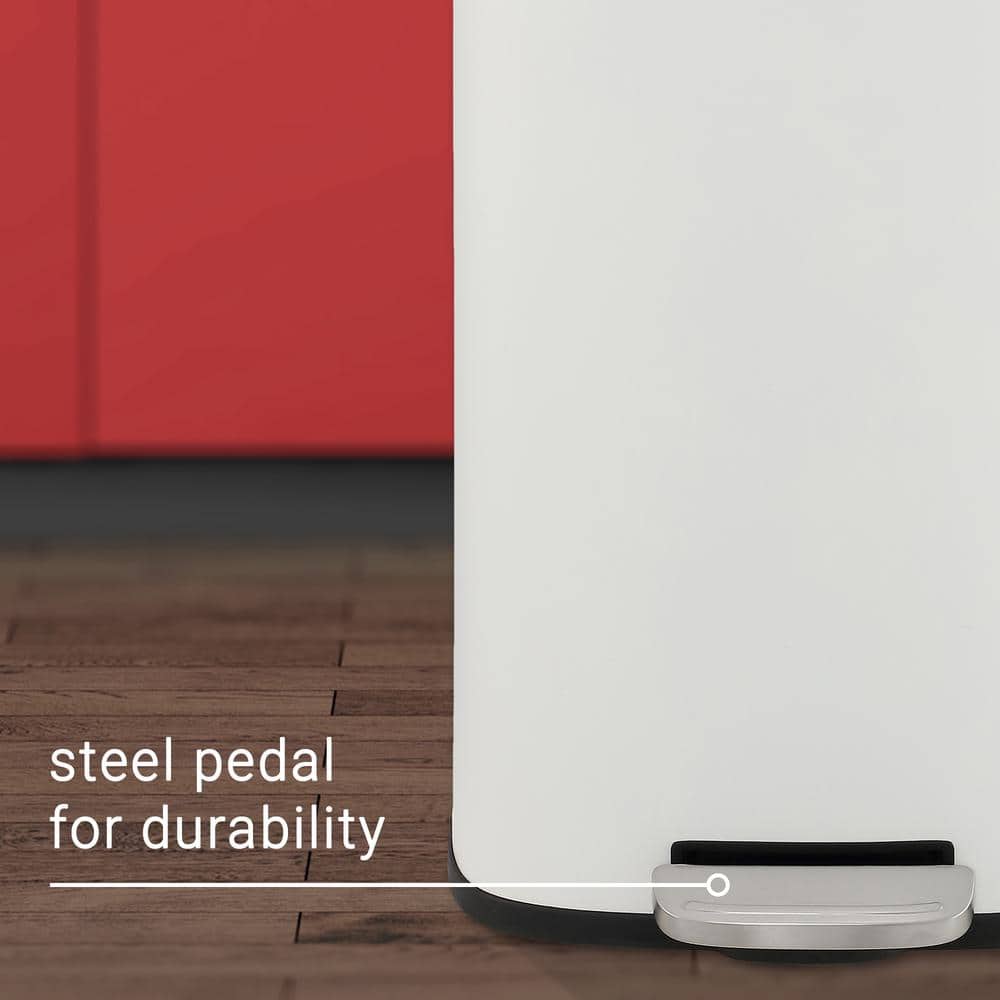 Curtis 8-Gallon White Stainless Steel Step-Open Trash Can
