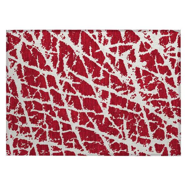 Red 2 ft. x 3 ft. Abstract Indoor/Outdoor Area Rug