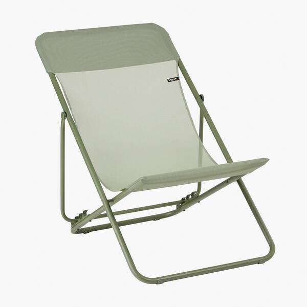Lafuma Maxi Transat Moss Steel Folding Outdoor Lounge Chair in Green Set of 2