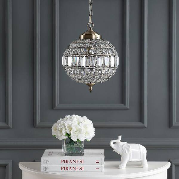 【ギフト】 JONATHAN Y Georgina 12 in. 1-Light Antique Brass Crystal その他