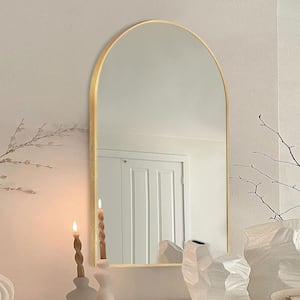 24 in. W x 36 in. H Gold Vanity Arched Wall Mirror Aluminum Alloy Frame Bathroom Mirror