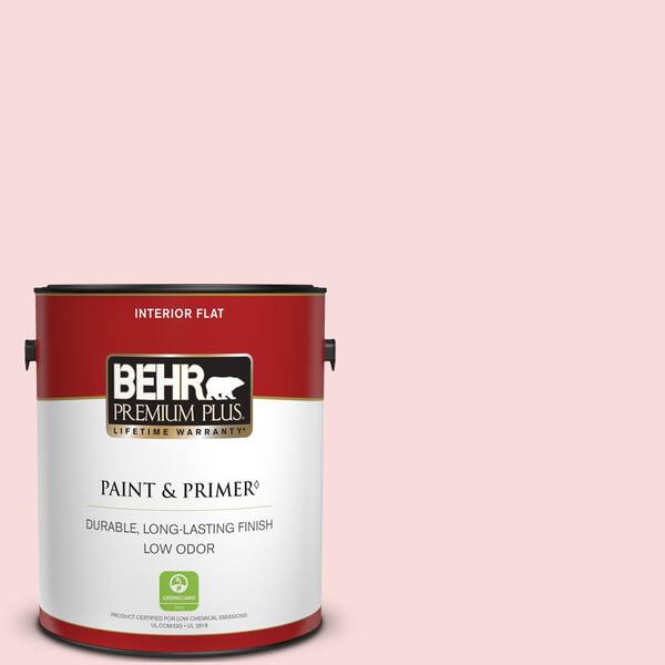 BEHR PREMIUM PLUS 1 gal. #130C-1 Powdered Blush Flat Low Odor Interior Paint & Primer
