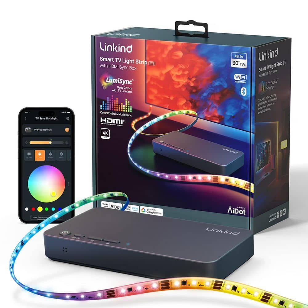 10 ft. Smart Plug-in Integrated LED Color Changing TV Back Strip Light w/ HDMI 2.0 Sync Box for 27-90 in. TVs (2-Strip) price history on PriceWatchPro