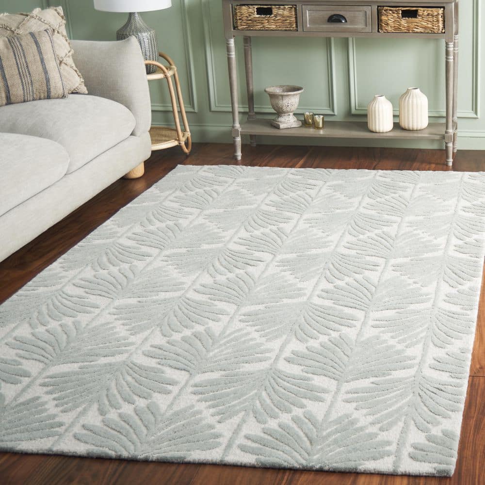Jardin 4 ft. x 6 ft. Gray Geometric Ferns Area Rug price history on PriceWatchPro