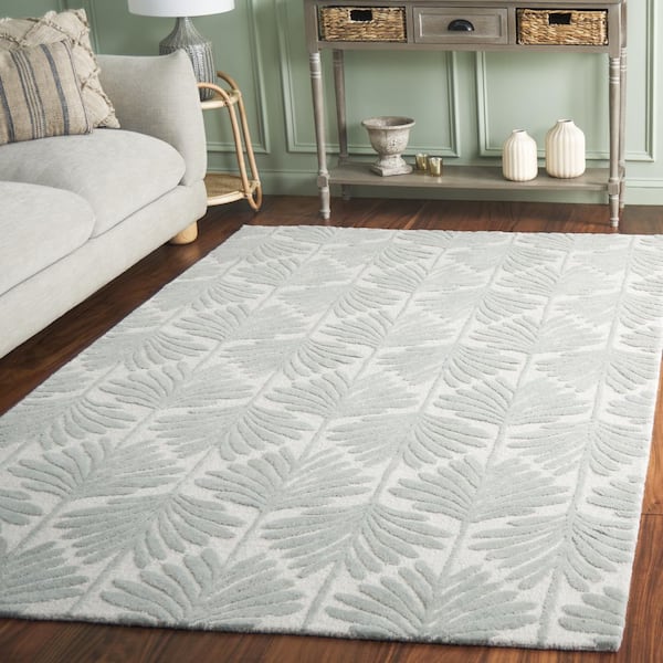 Jardin 4 ft. x 6 ft. Gray Geometric Ferns Area Rug