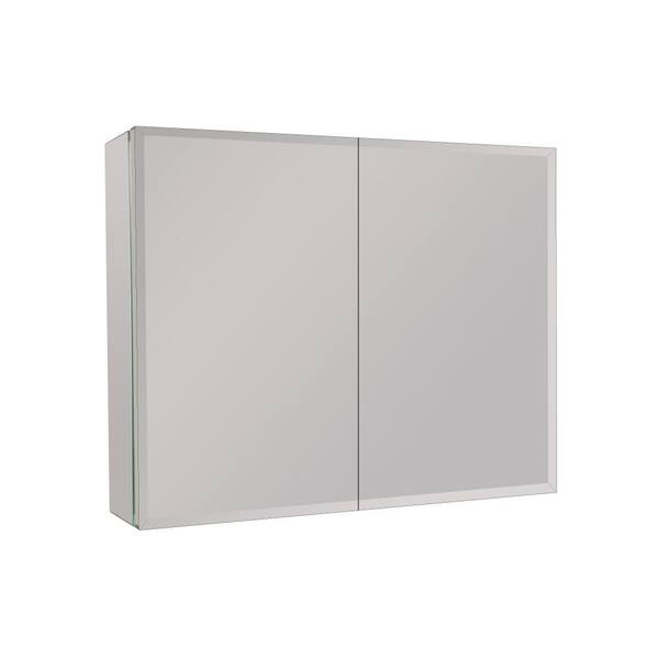 Kahomvis 30 in. W x 26 in. H Silver Aluminum Recessed/Surface Mount Soft Close Medicine Cabinet with Mirror and Adjustable Shelf