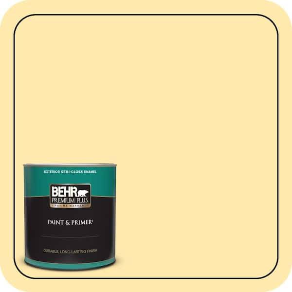 BEHR PREMIUM PLUS 1 qt. #360A-3 Banana Split Semi-Gloss Enamel Exterior Paint & Primer