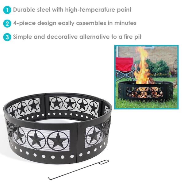 Sunnydaze 36 in. Round Heavy-Duty Steel 4 Star Wood Burning