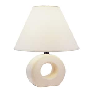 12 in. Beige Standard Light Bulb Bedside Table Lamp