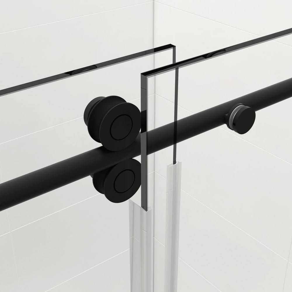 60'' Matte Black Frameless Sliding Shower Enclosure