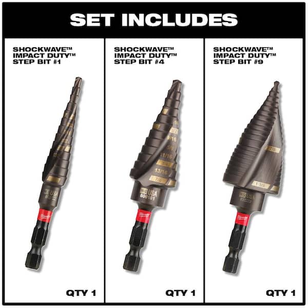 SHOCKWAVE Impact Duty Titanium Step Bit Kit (6-Piece)