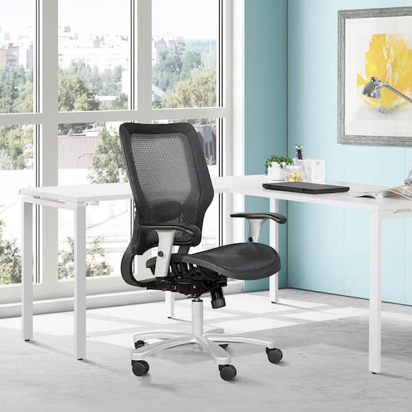 Space Seating 63 Series Air Grid Big and Tall Executive Office Chair In Black with Silver Base